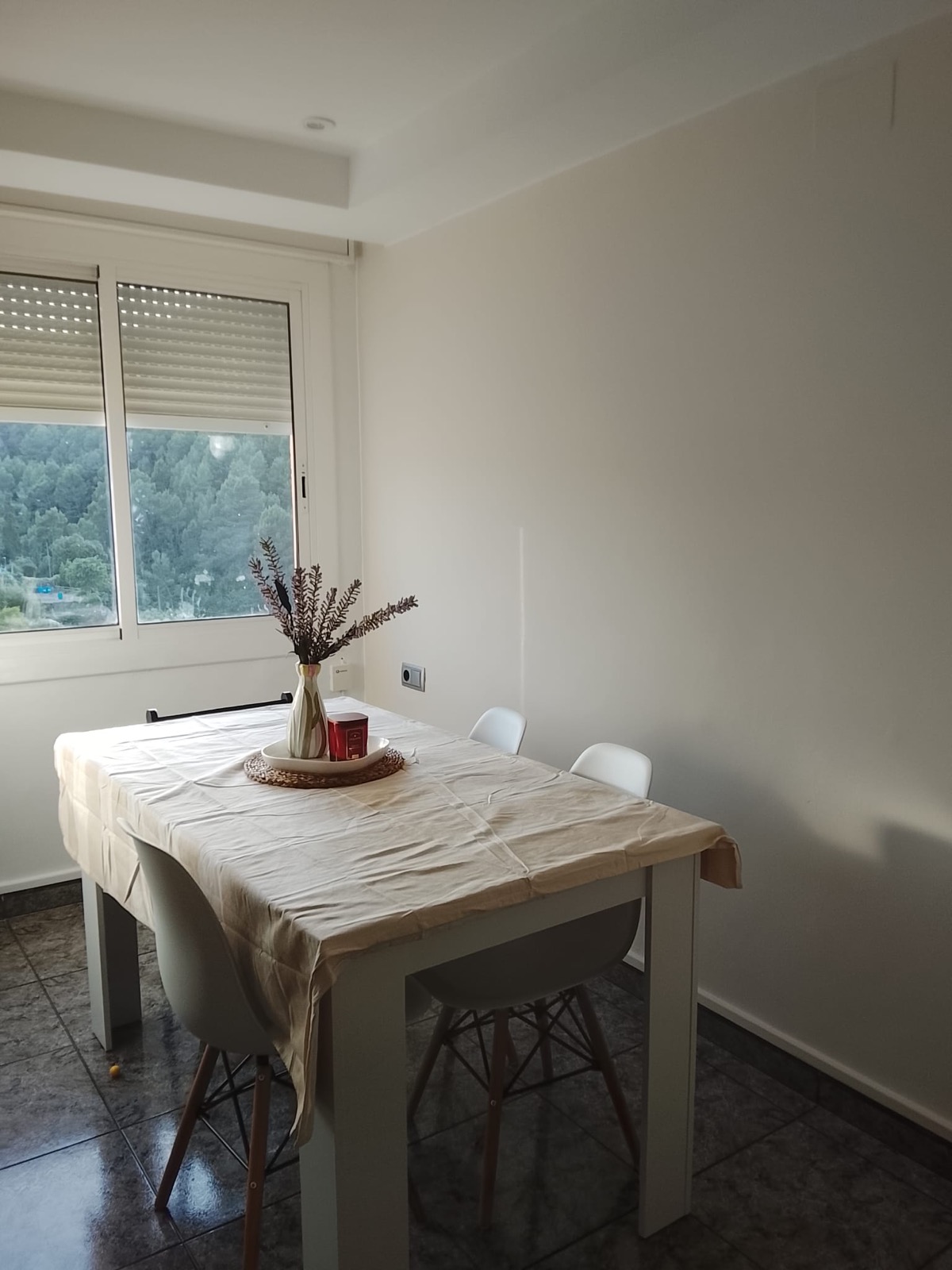 Comedor pintado de blanco, acabado impecable sin una sola mancha